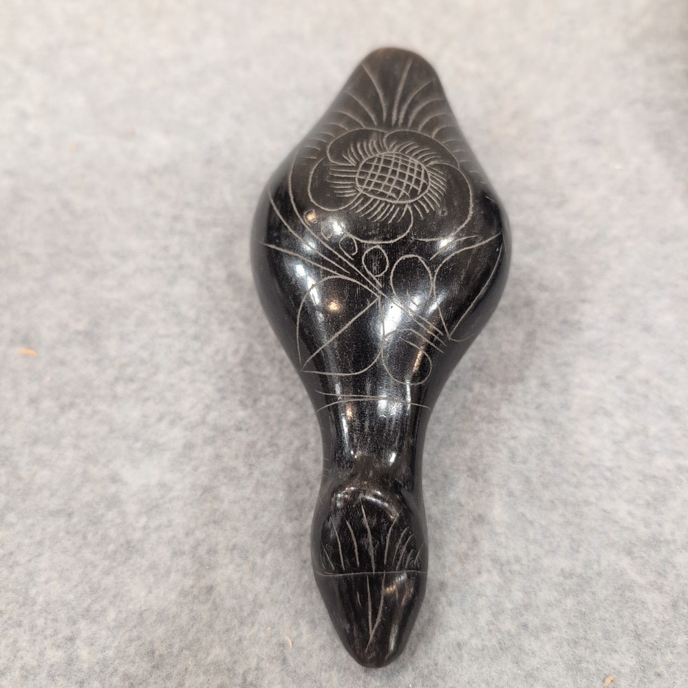 Vintage Mexican Barro Negro Black Clay Etched Bird Figurines Set of 3 Mexico - Picture 4 of 9